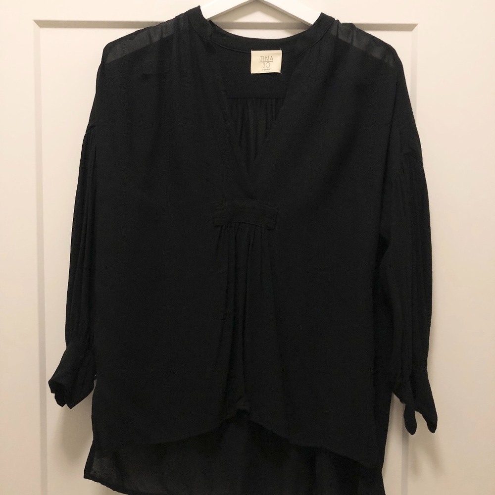 Black V-Neck Blouse